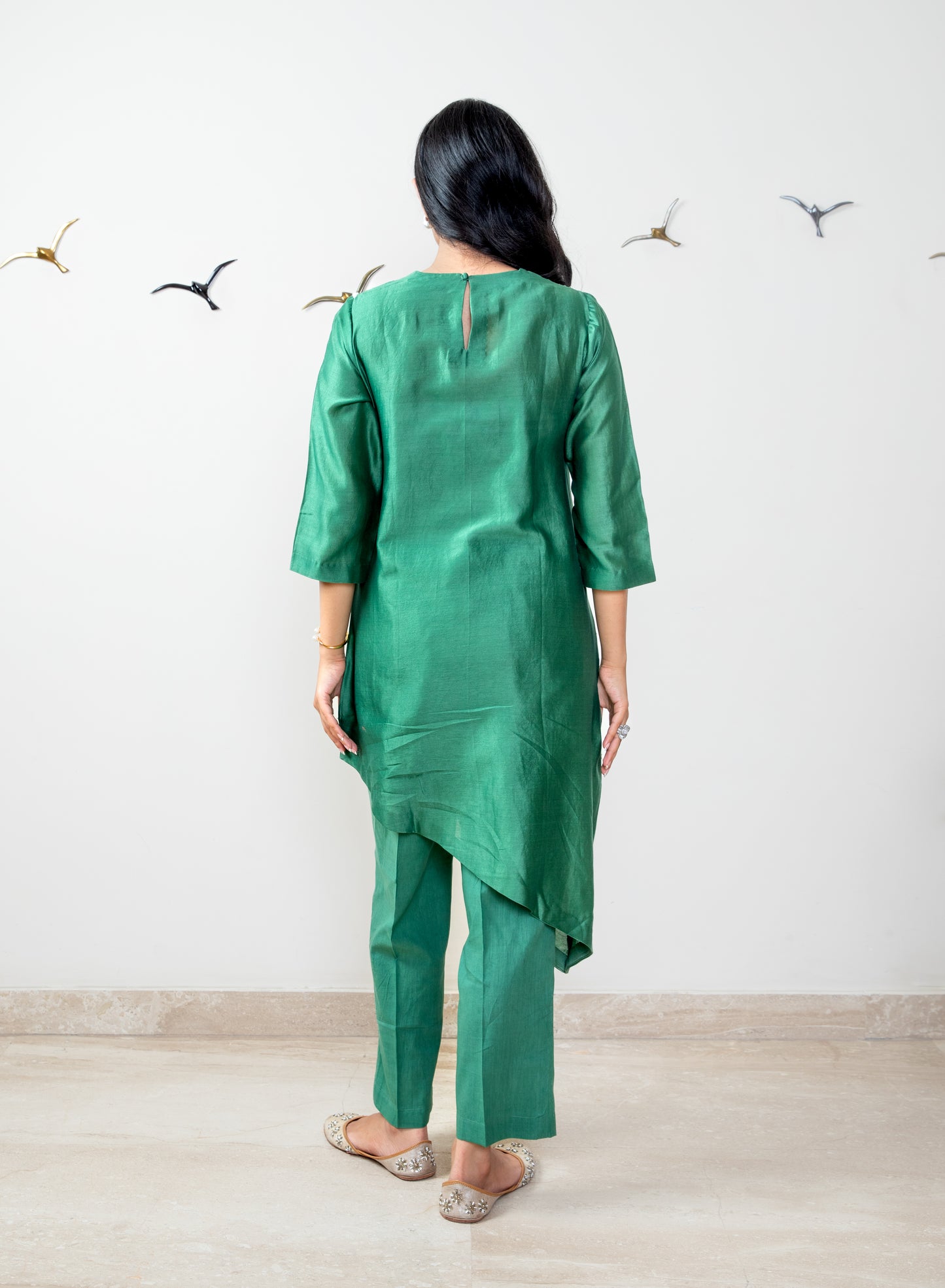 Leaf green chanderi silk co-ord set