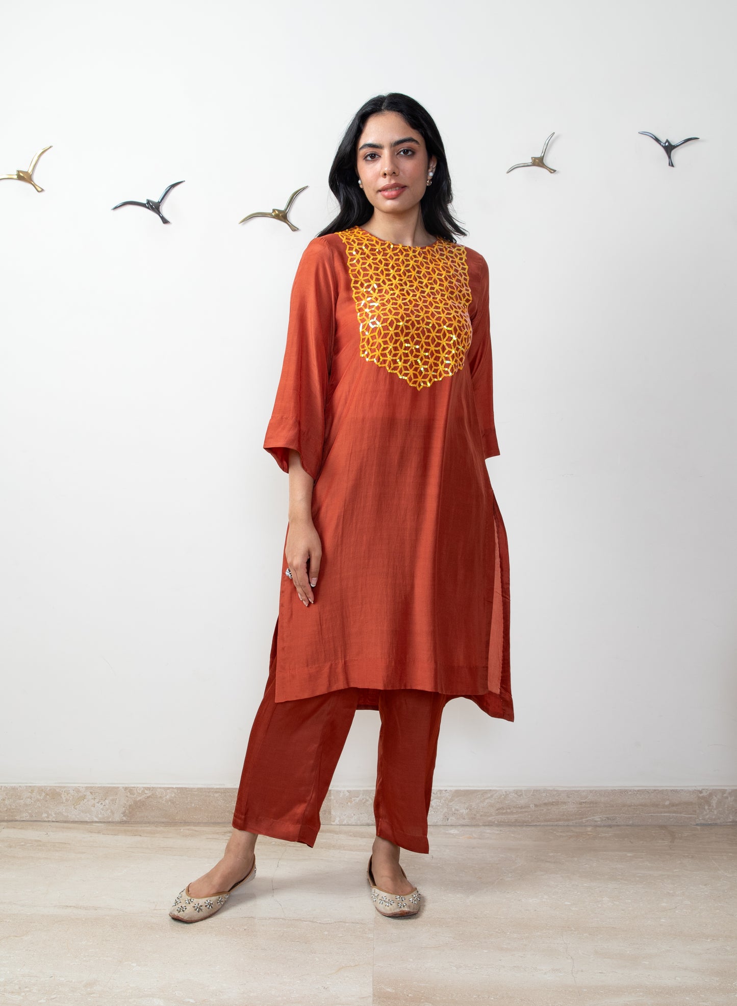 Noor rust tunic set