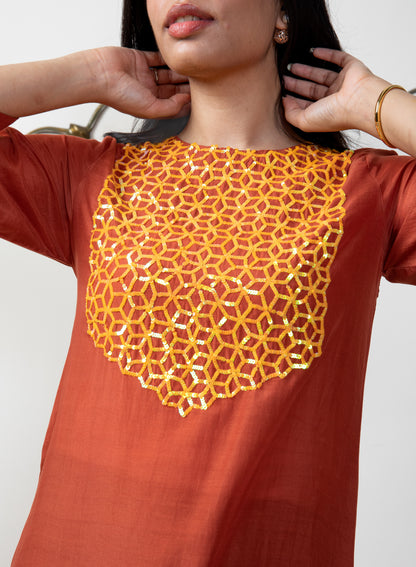 Noor rust tunic set