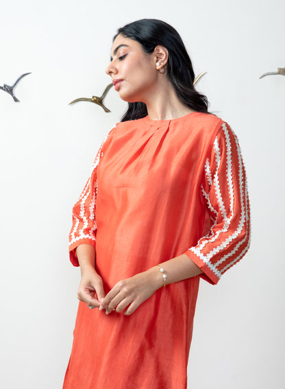 Elegant Coral Tunic Set