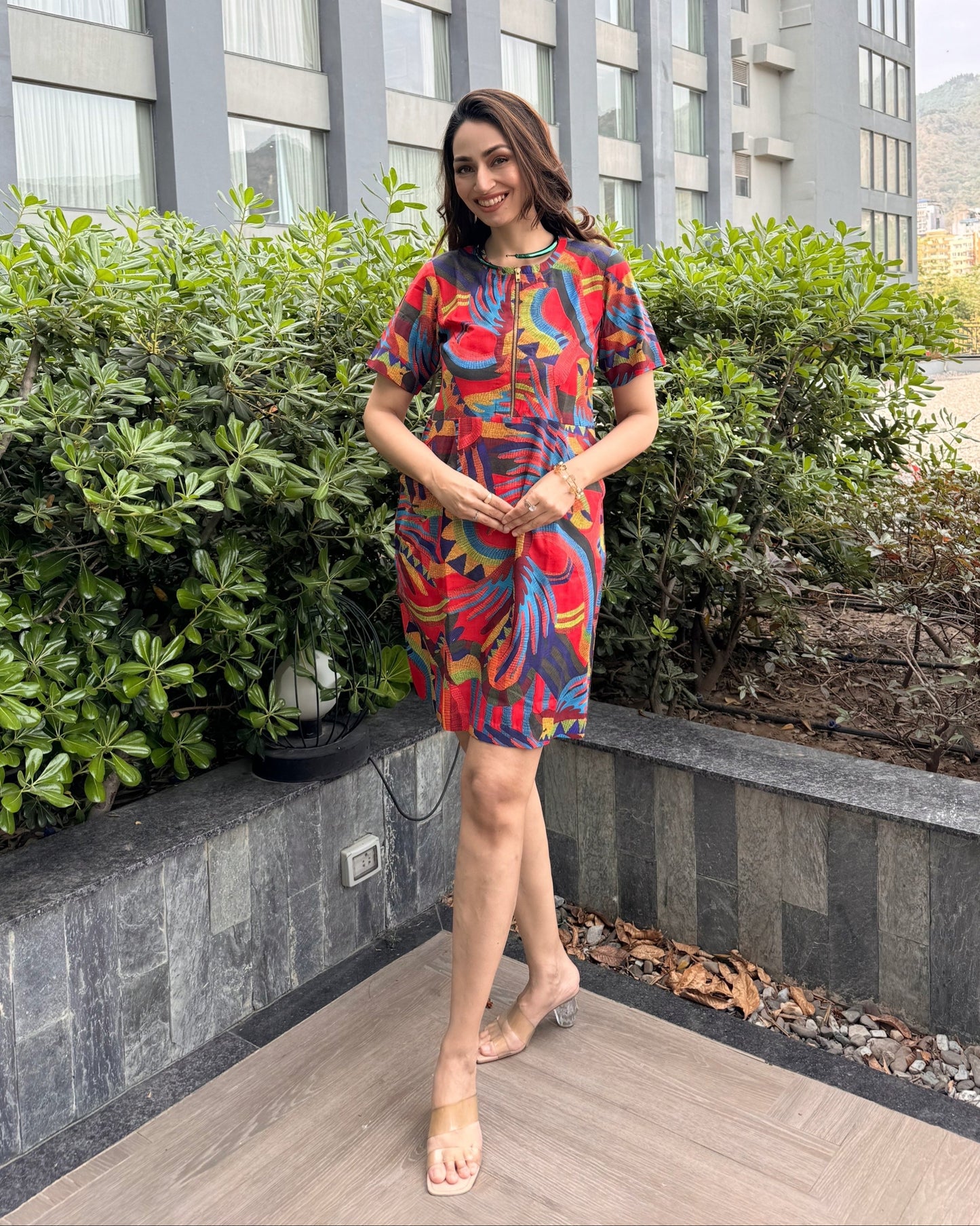 Red Dress with Digital Print
