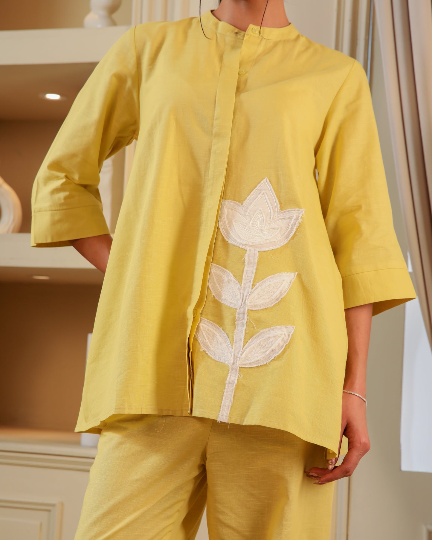 Pear Green Floral  Applique Set