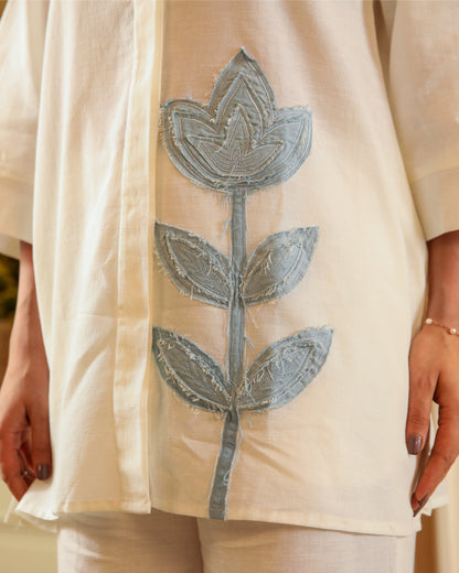 Candy White Floral Applique Set