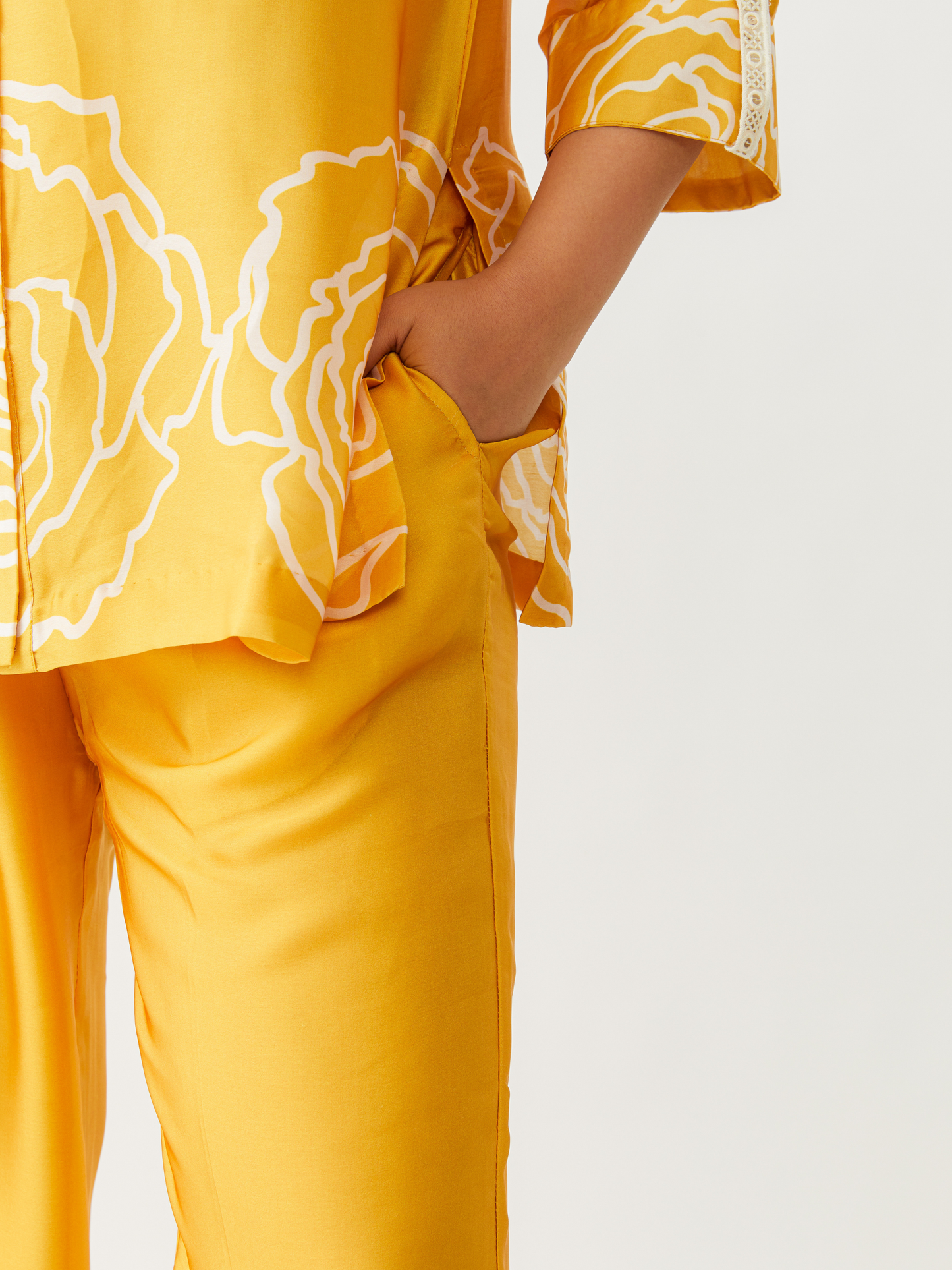 Fika Mango Yellow Co-ord Set With Beautiful Border Print