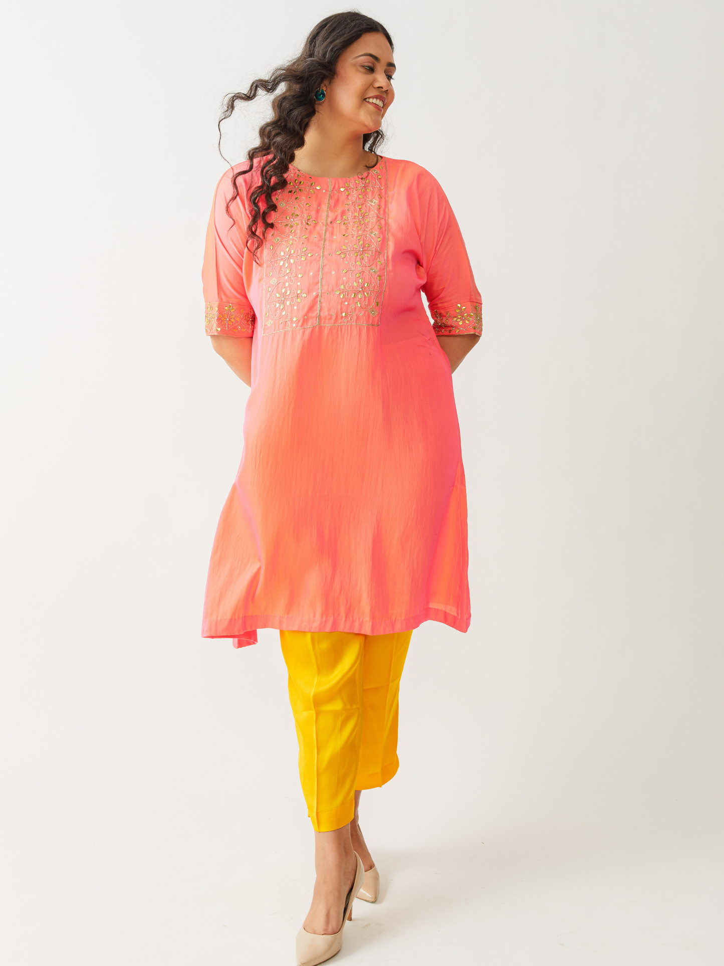 Fete Kaftan Tunic With Gota Embroidery