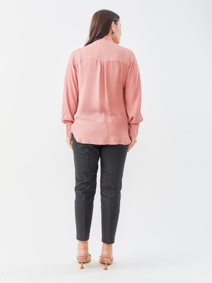 Lagom Turkish Pink Shirt With Hand Embroidery