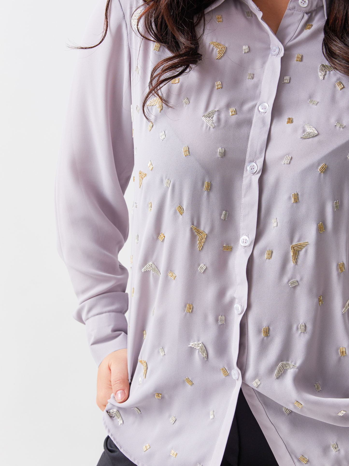 Emma Light Grey Shirt With Hand Embroidery