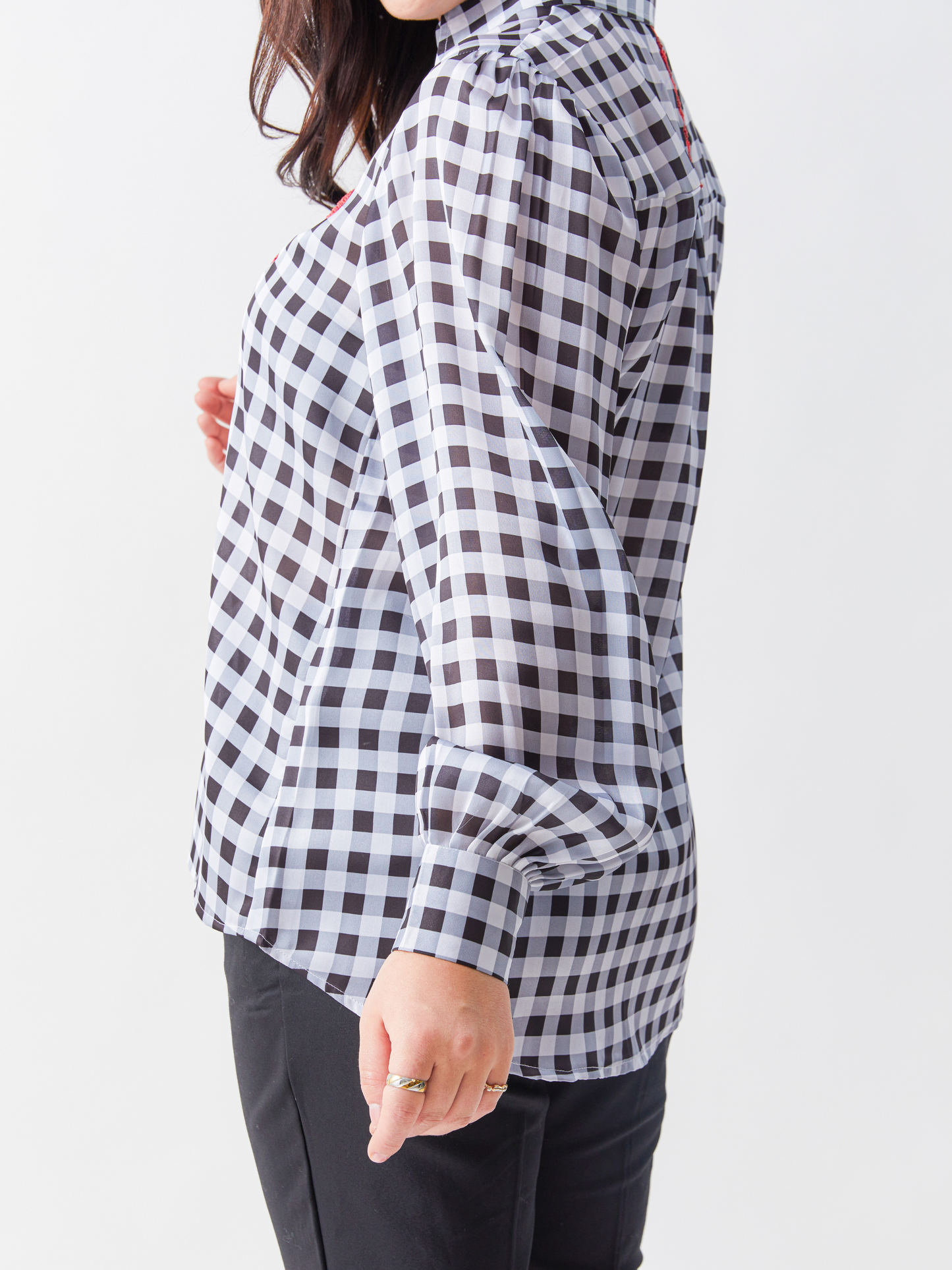 Lagom Black And White Light Weight Soft Satin Georgette Shirt