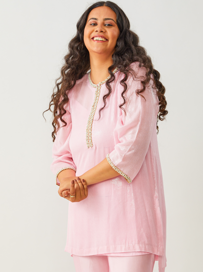 Emma Light Pink Georgette Tunic Set