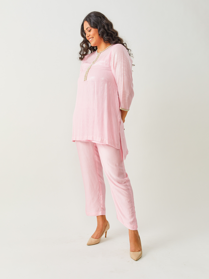 Emma Light Pink Georgette Tunic Set