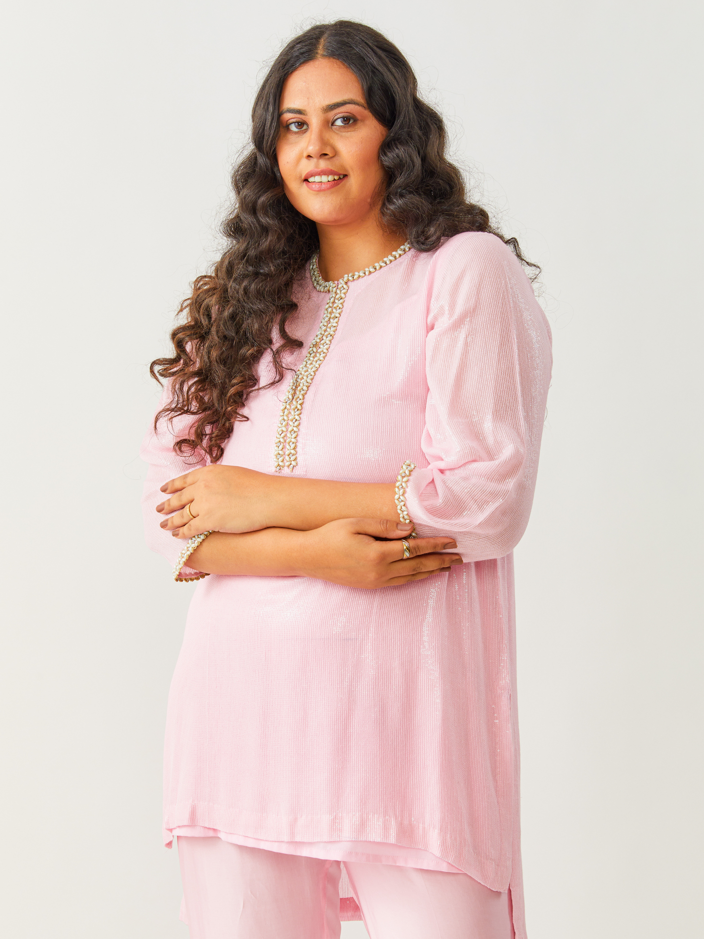 Emma Light Pink Georgette Tunic Set