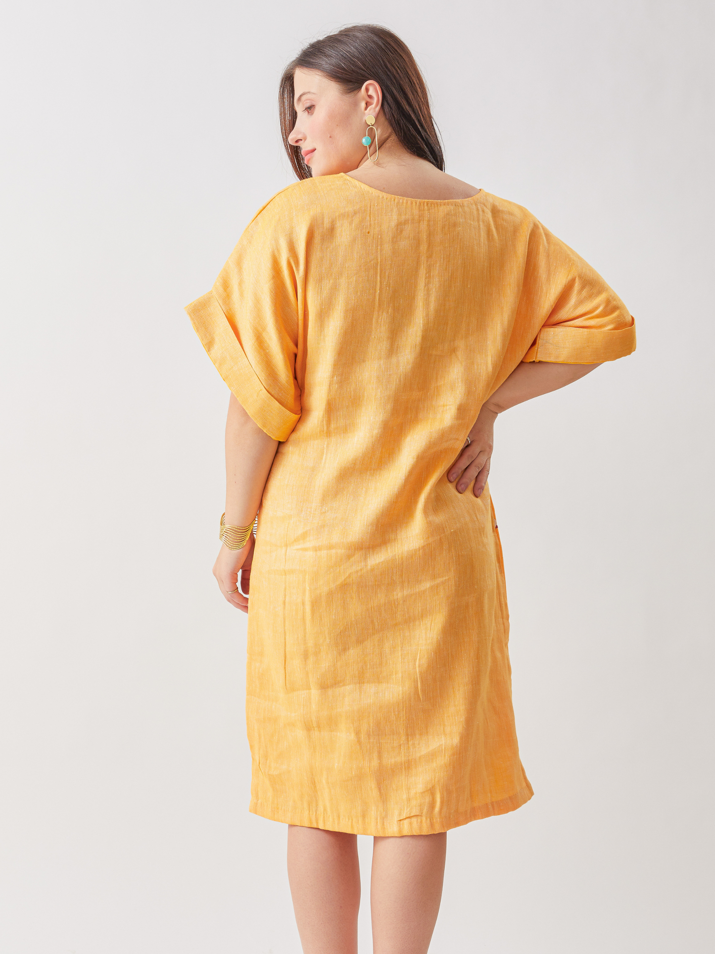 Haru Oversized Dress With Single Tanka Bird Embroidery