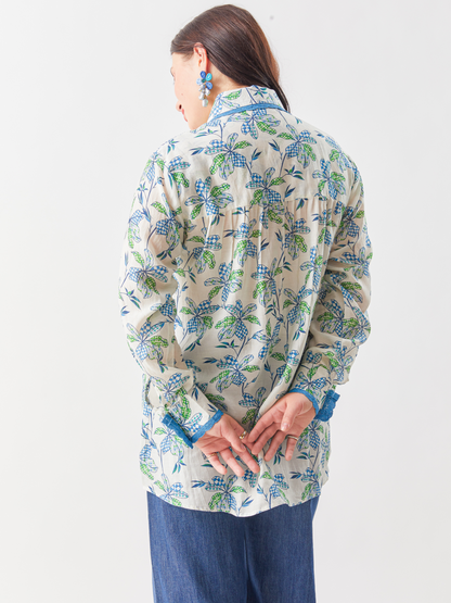 Fika Digital Printed Shirt With Contrast Lace Work And Crotchet Buttons