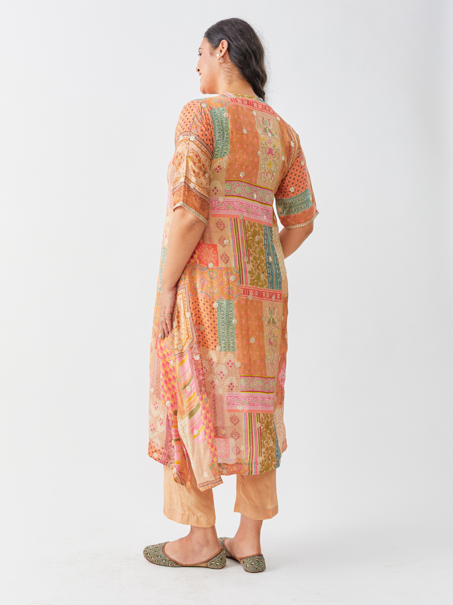 Emma Printed Pastel Chiffon Tunic Set With Gota Patti Boota