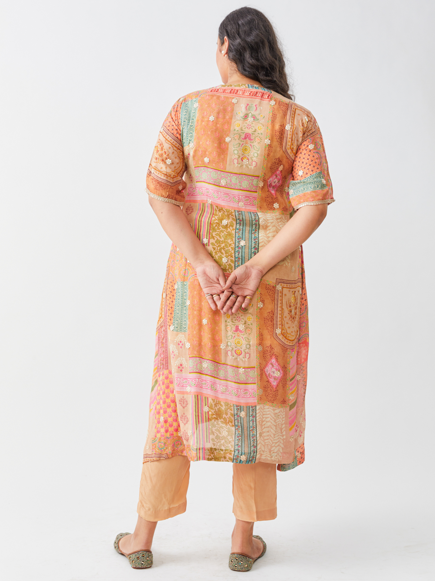 Emma Printed Pastel Chiffon Tunic Set With Gota Patti Boota