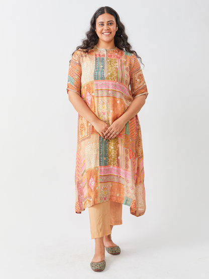 Emma Printed Pastel Chiffon Tunic Set With Gota Patti Boota