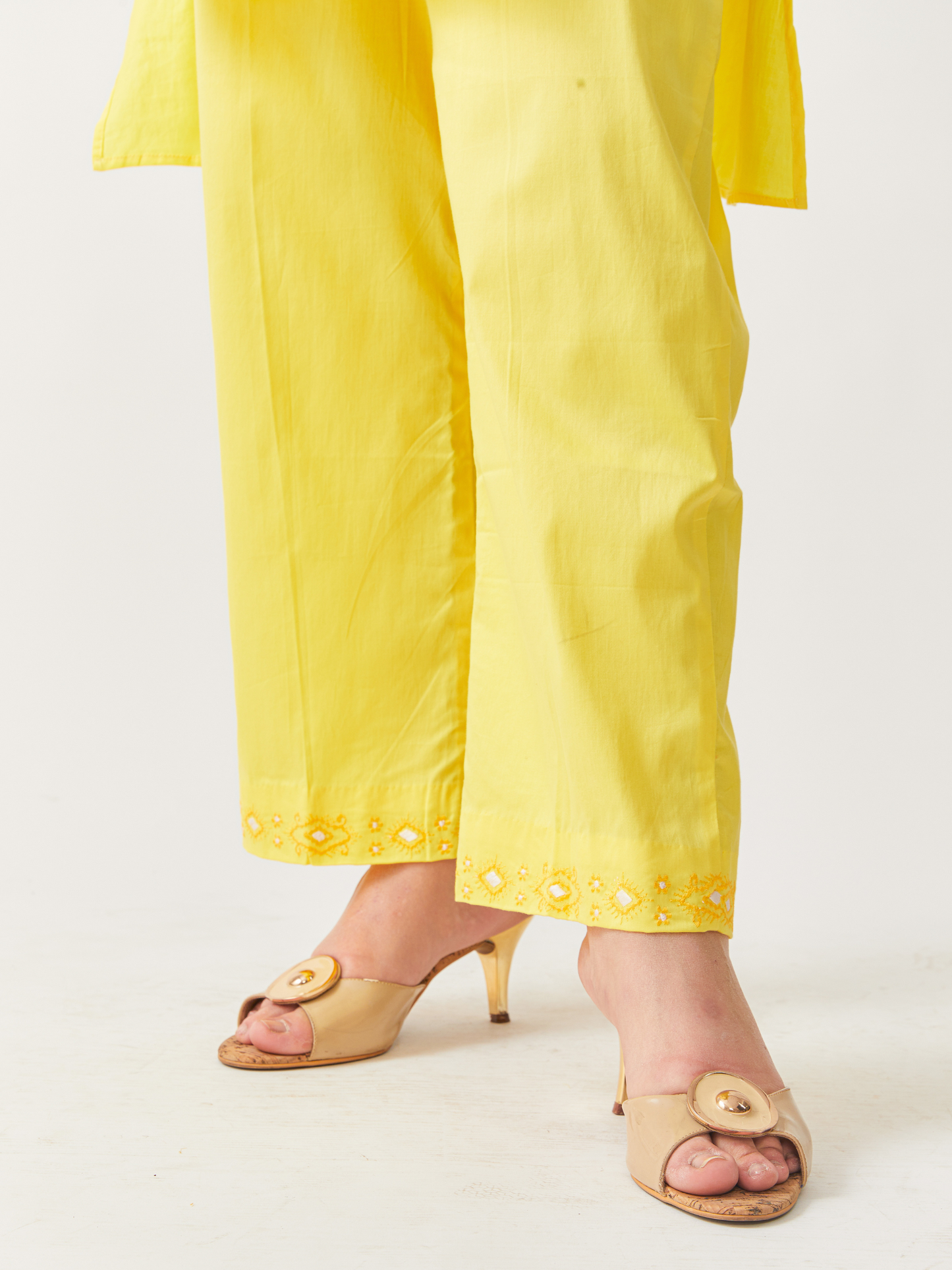 Fika Yellow Tunic Set With Beautiful Folk  Embroidery