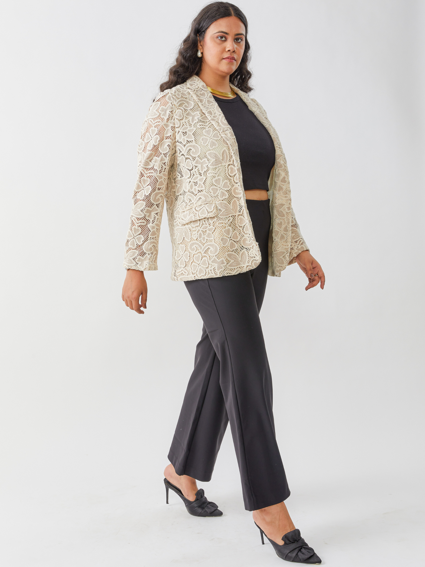 Irish Crochet Cream And Camel Jacket