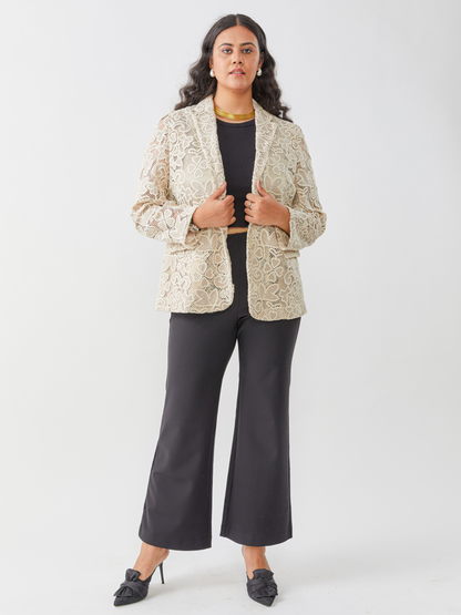 Irish Crochet Cream And Camel Jacket