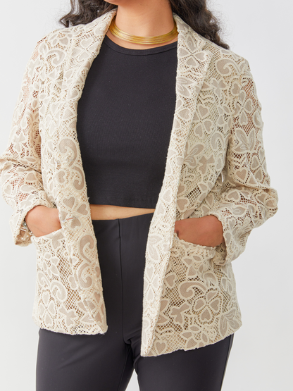 Irish Crochet Cream And Camel Jacket