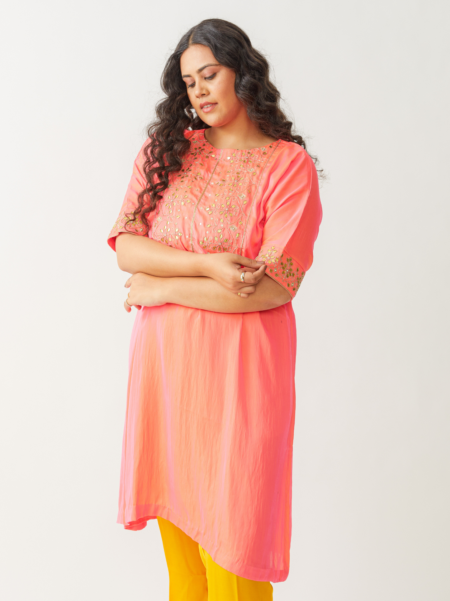 Fete Kaftan Tunic With Gota Embroidery