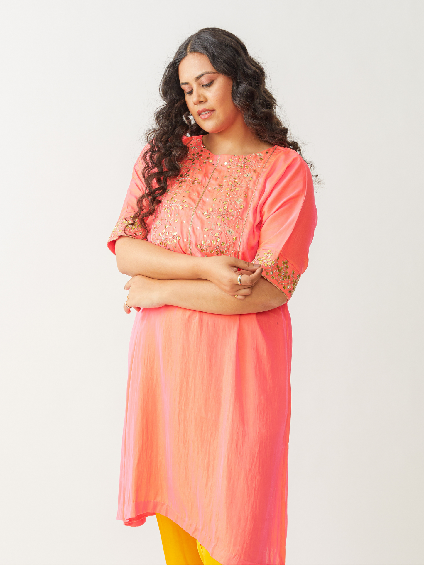 Fete Kaftan Tunic With Gota Embroidery