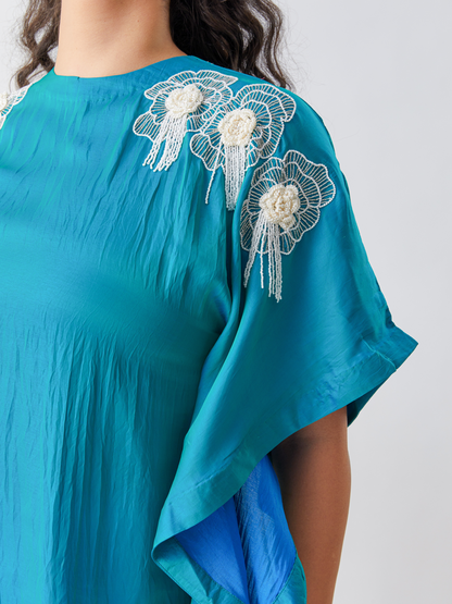 Fete Kaftan Top With Pearl Embroidery