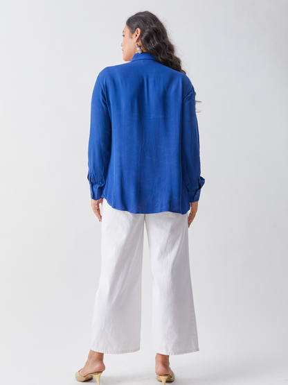 Koa Royal Blue Shirt With Contrast Embroidery Bold and Fearless