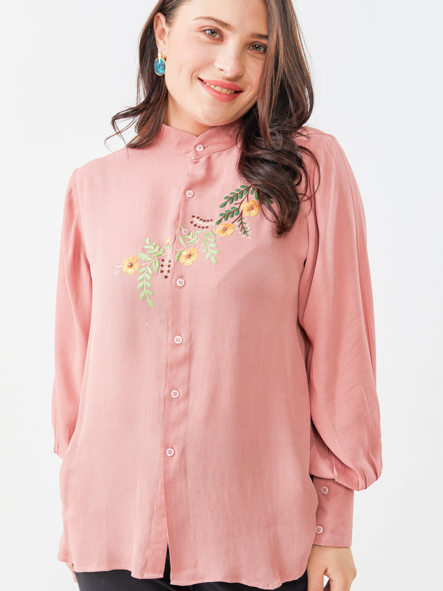 Lagom Turkish Pink Shirt With Hand Embroidery