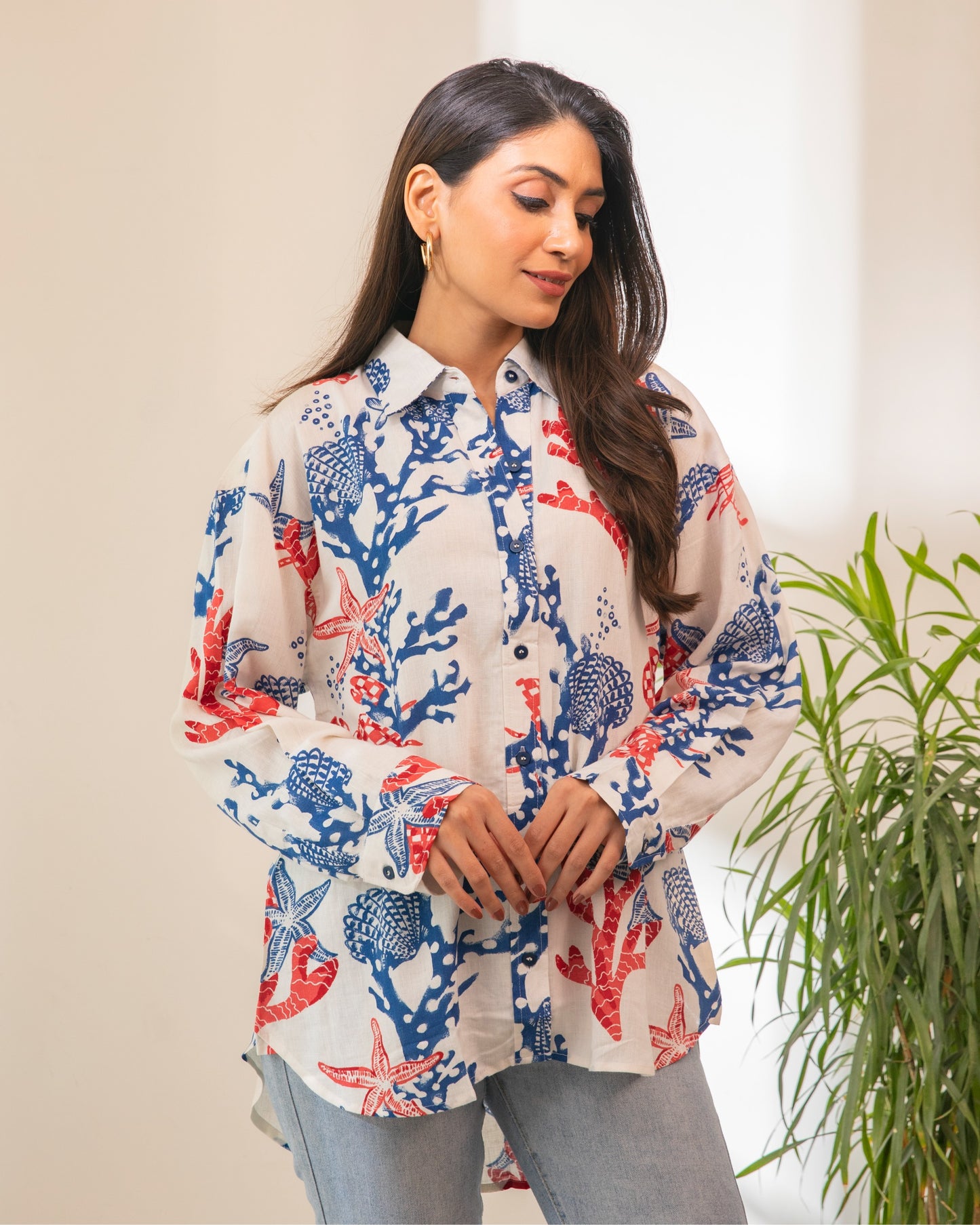 Oceanic Cotton Linen Button Down Shirt