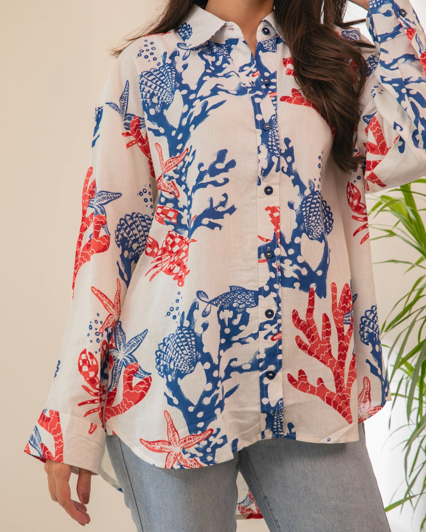 Oceanic Cotton Linen Button Down Shirt