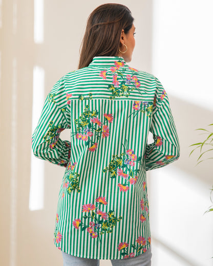 Floral Stripe Button Down Shirt